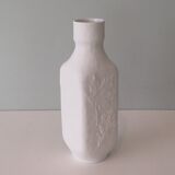 White biscuit vase with floral motif in relief, Hutschenreuther, Germany 1970