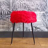 Vintage red toupee stool