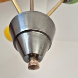 Pendant light, in brass and tricolor opaline glass