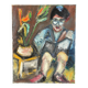Vintage Oil Painting Man Reading