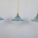 Art Deco blue glass pendant light, moulded glass shade — Ø19 cm — 3 available