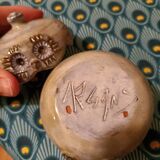 Signed ceramic owl box