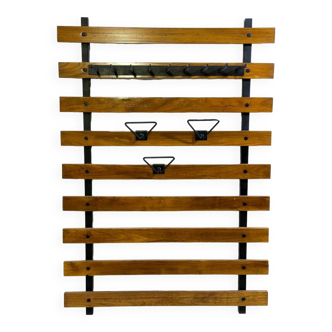 Mid-Century Modern Wood and Metal Coat Rack, Italy