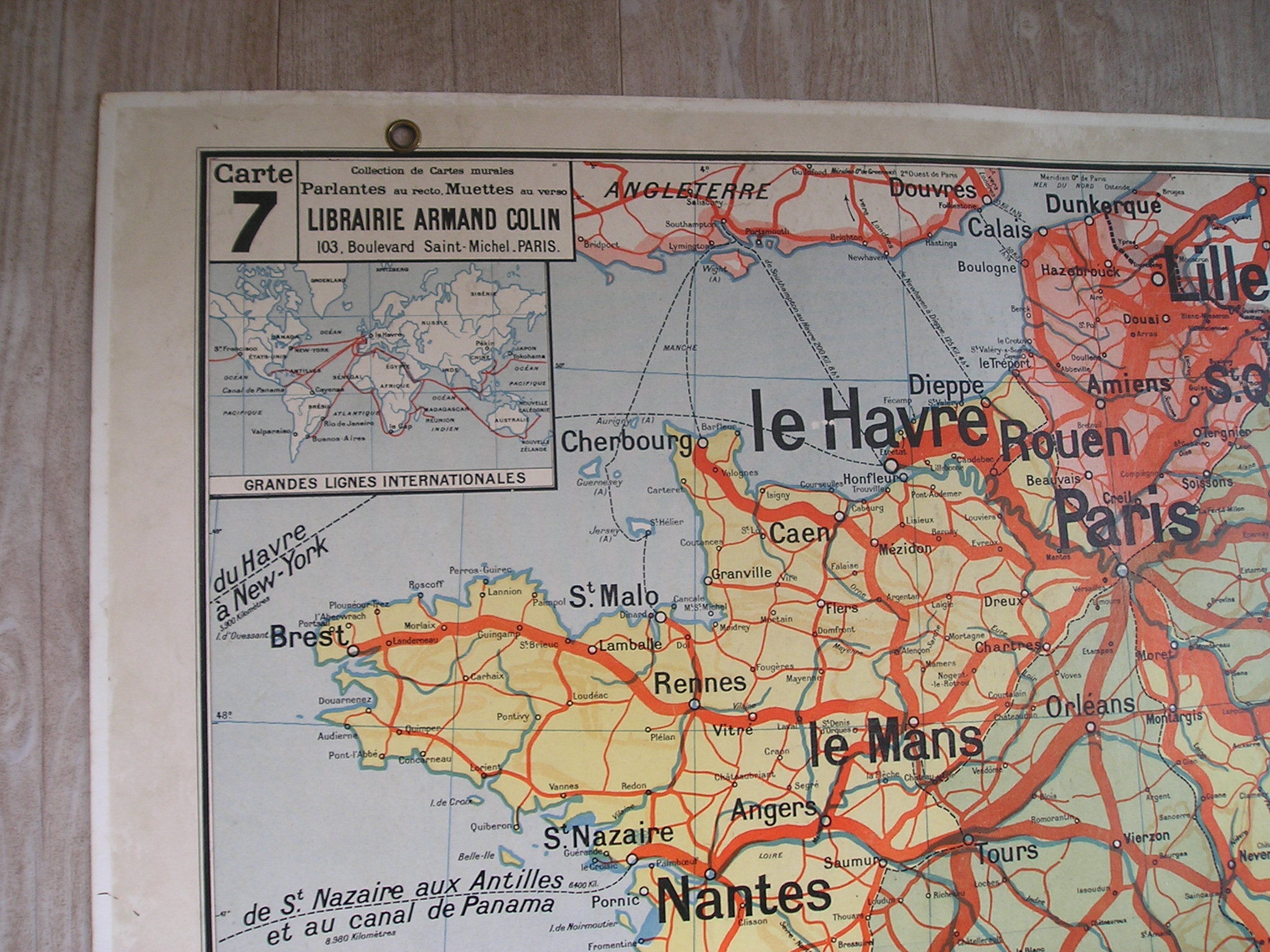 Vidal wall school map No.7 France Railways