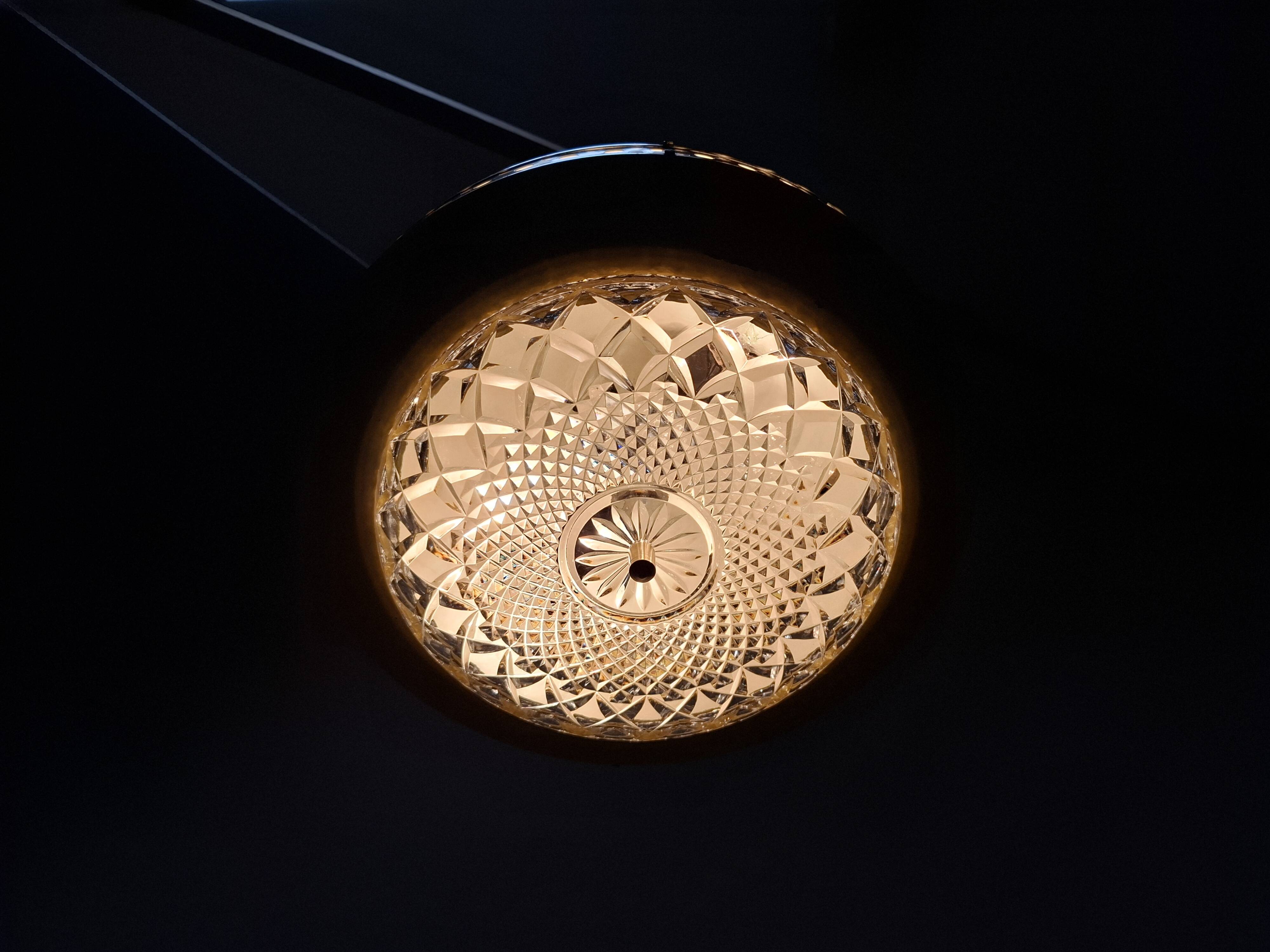 1970s Ludib Mid-Century Pendant Lamp in Yellow Metal, Brass and Glass