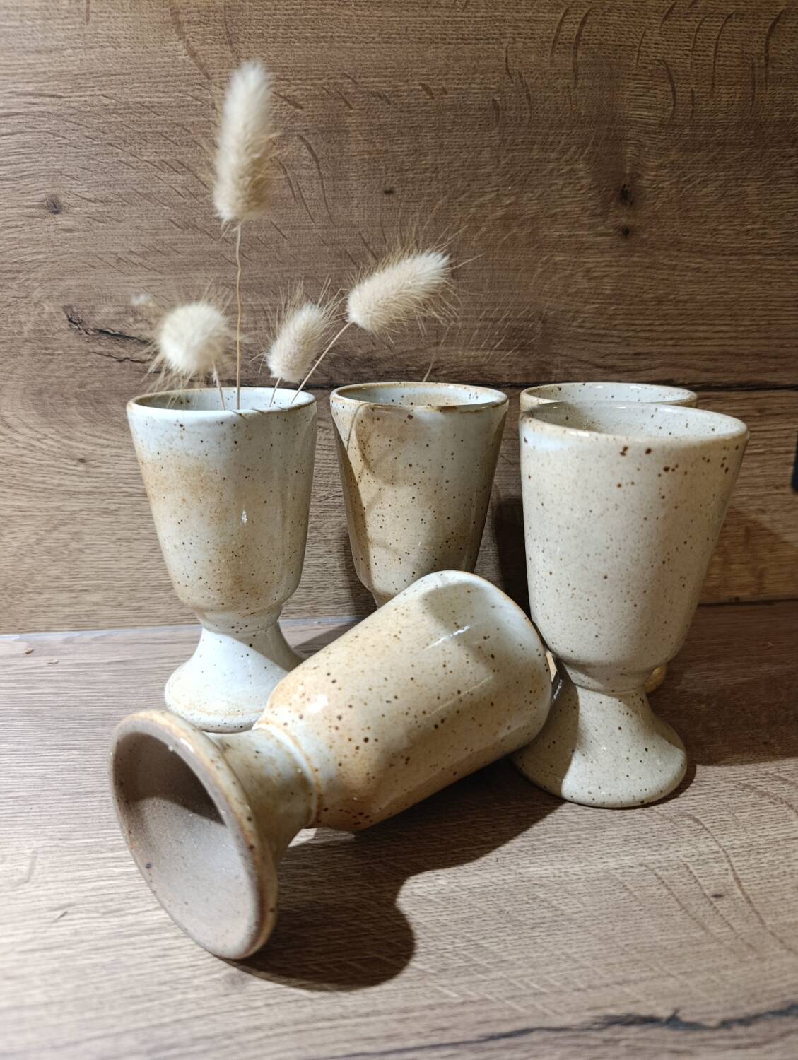 5 vintage 1960s/70s light pyrite stone coffee/tea mugs