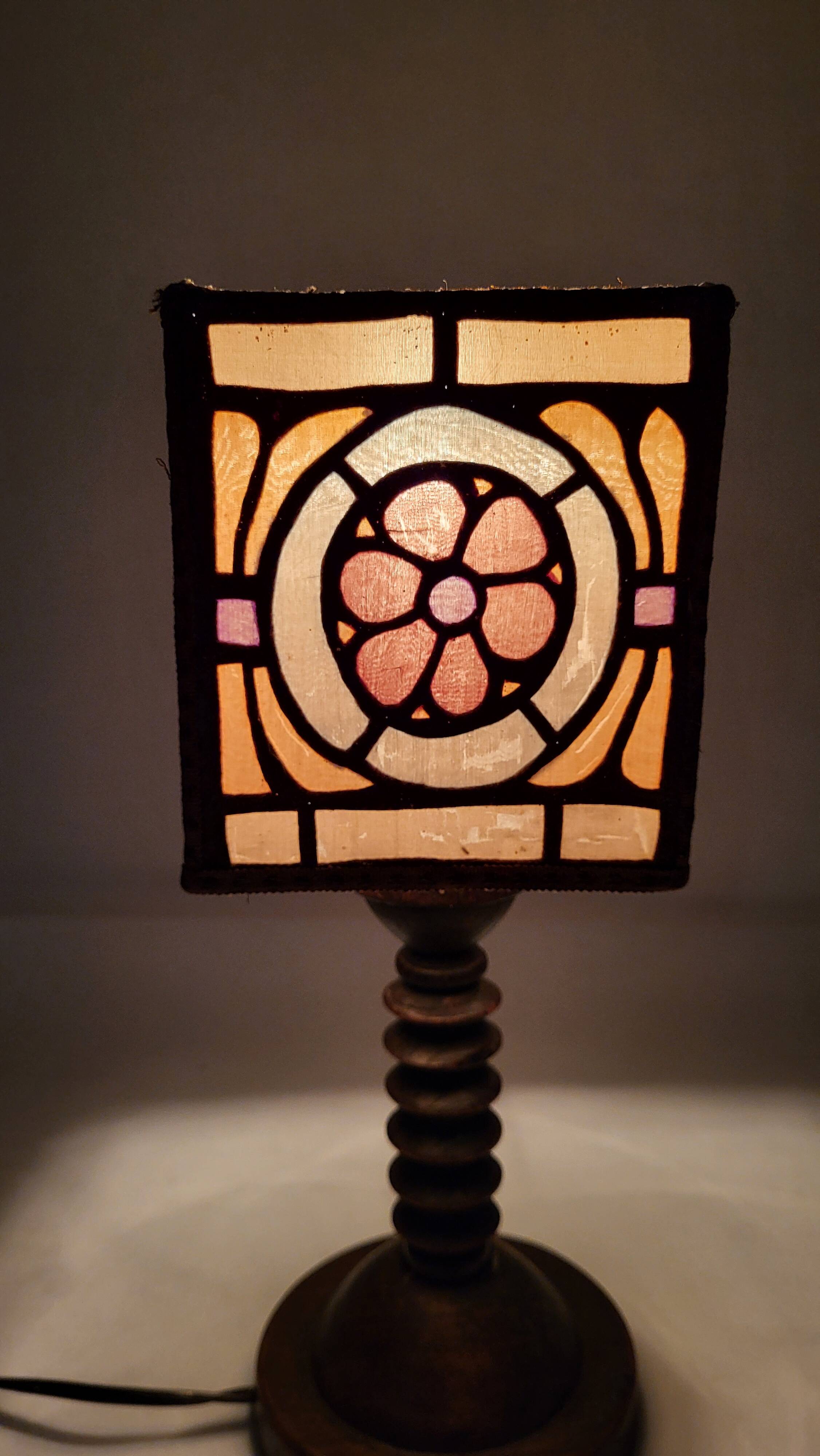 Art Nouveau wooden lamp