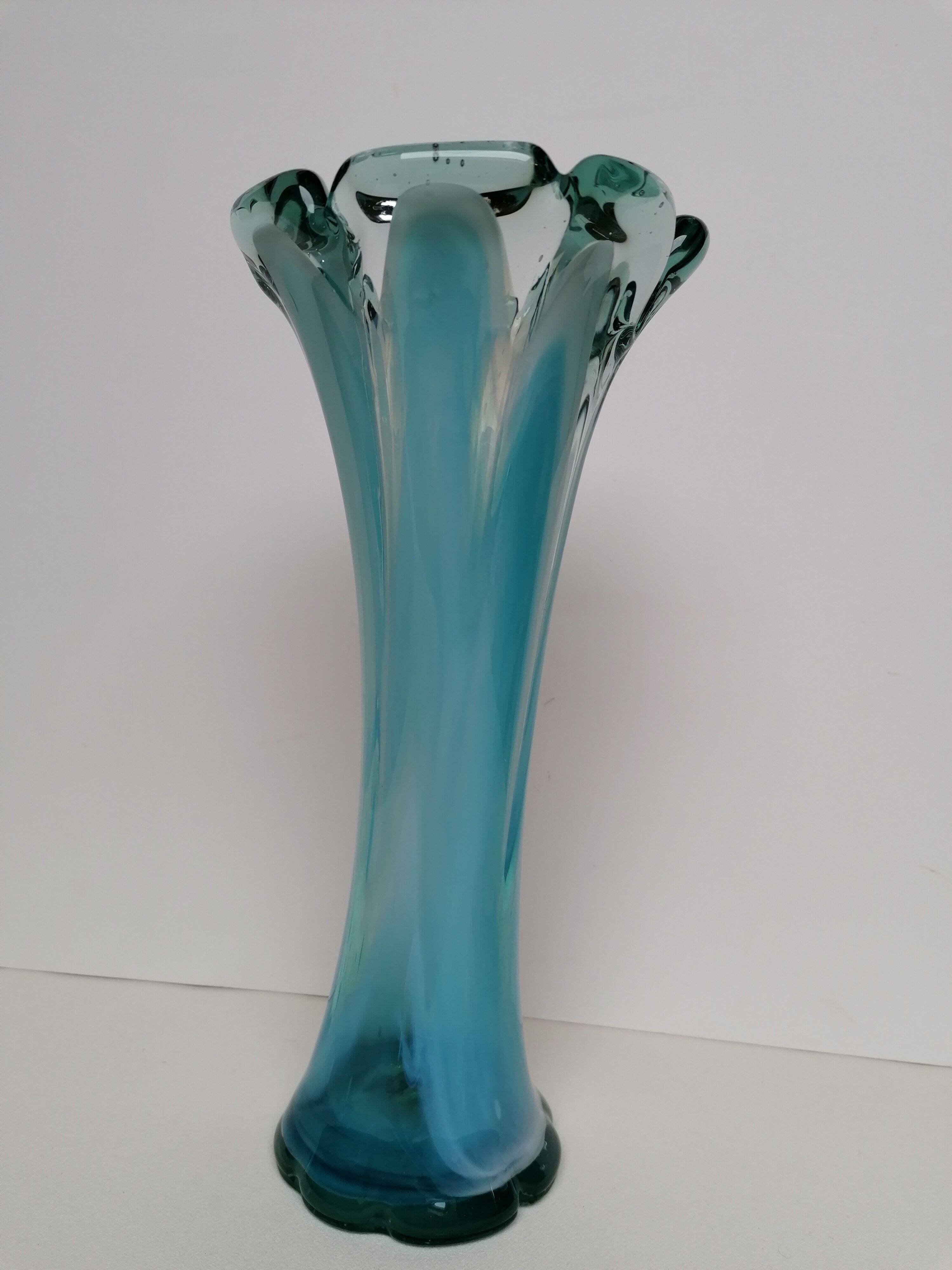 Murano blue glass paste vase