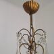 Vintage French 4 Arm Gilded Metal Cage Chandelier Beads Clear Murano Drops