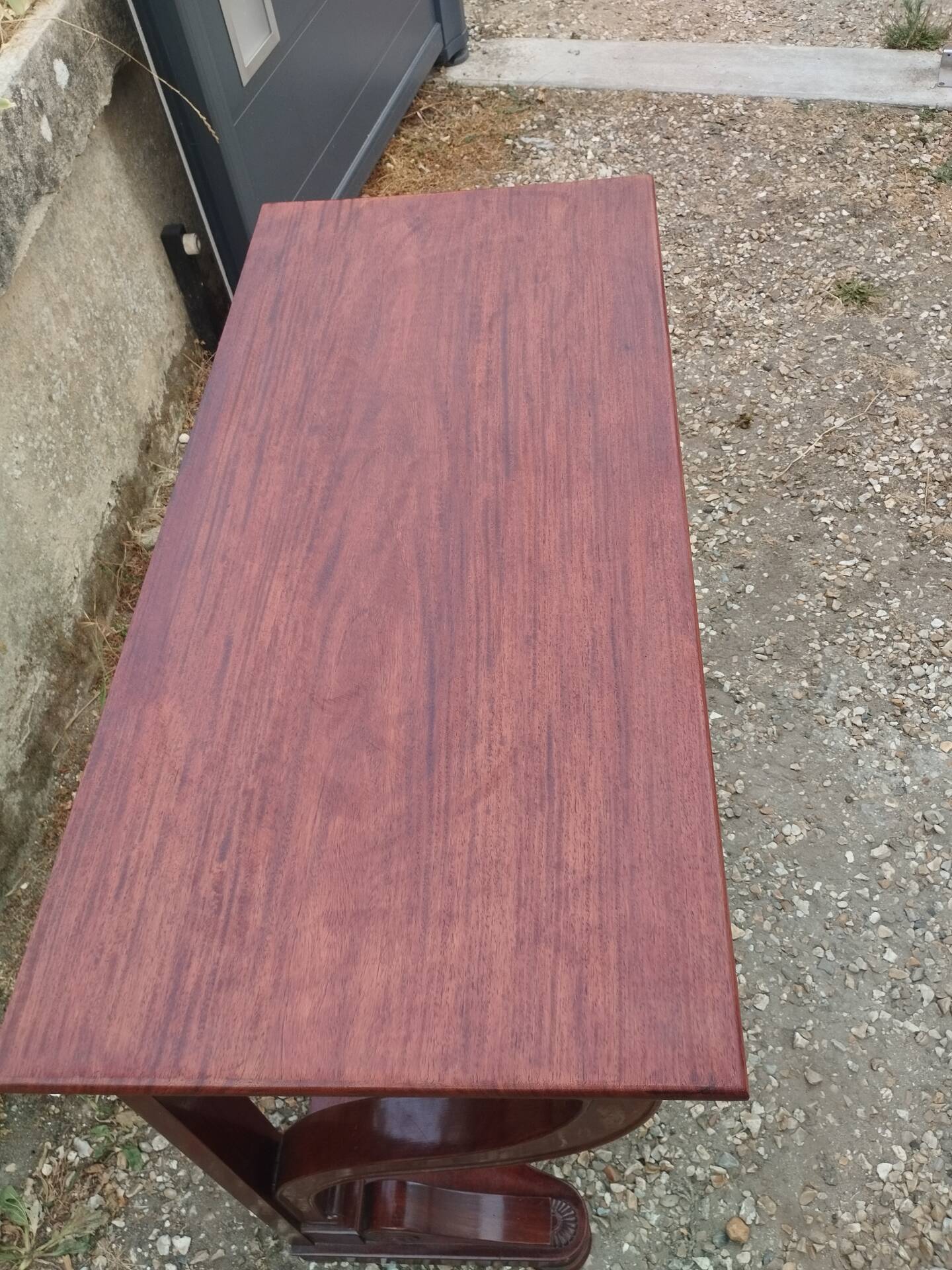 Console ancienne style louis xvi plateau bois