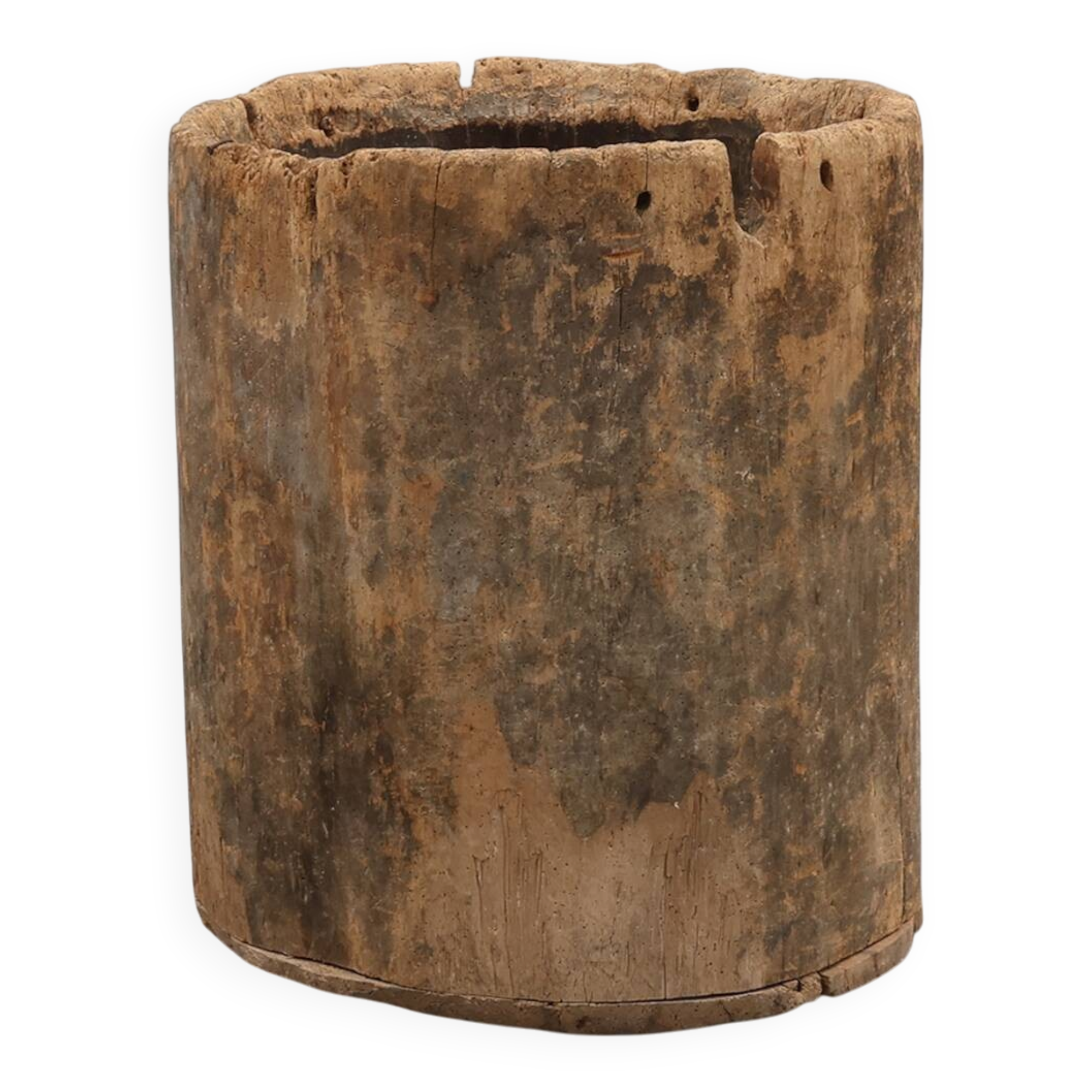 19th Century French Primitive Hollowed Oak Tree Trunk Planter