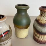 Set of Five Vintage Pottery Fat Lava Vases Made by Scheurich, Germany, 1970s