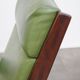 Green Cowhide Leather and Wooden Vintage Armchair