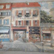 Village wall tapestry in trompe l'oeil after F de Villeneuve