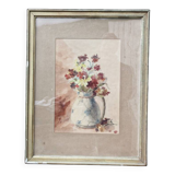 Still life, watercolor bouquet of flowers, signed L. de Bouvry