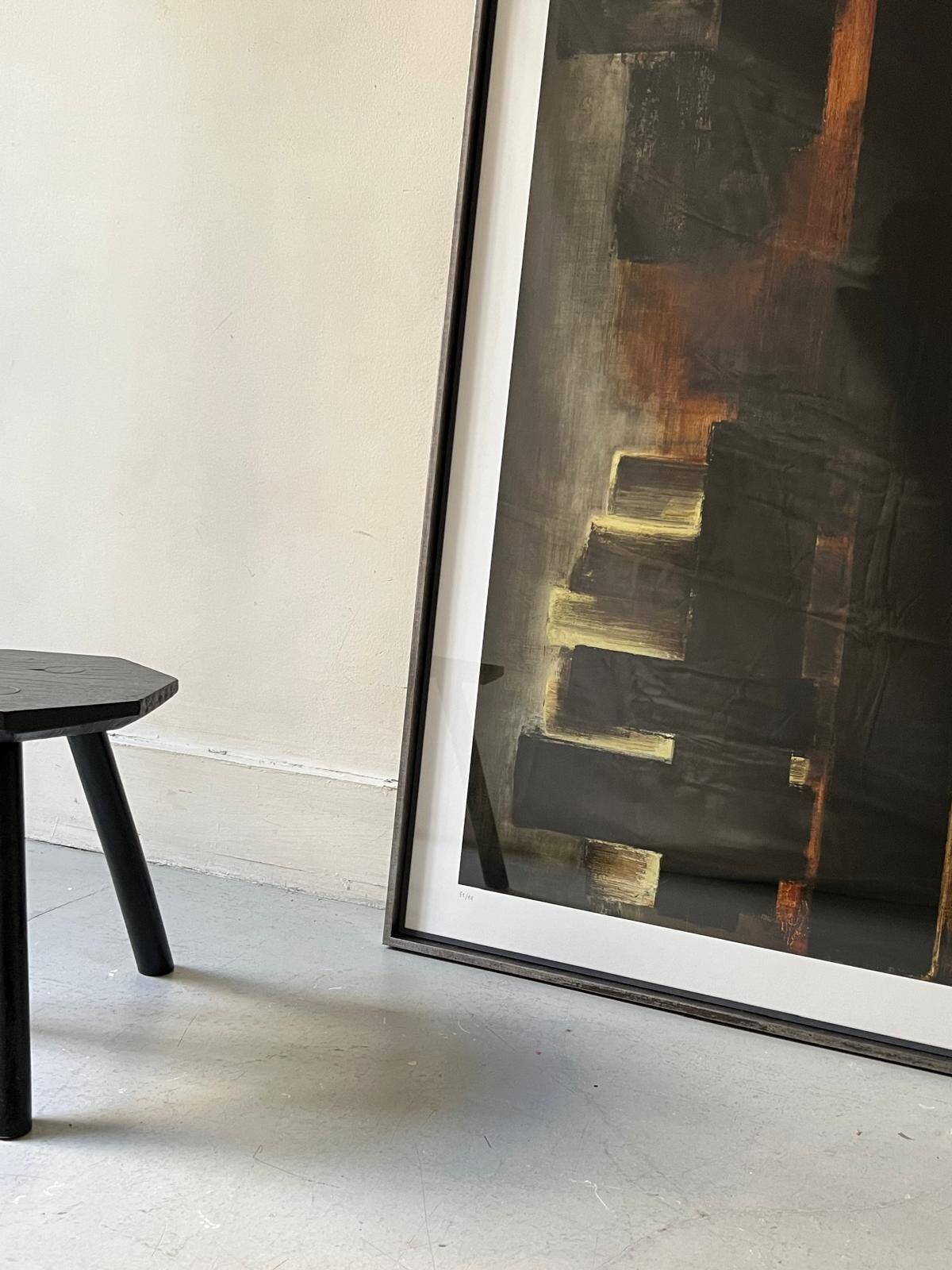 Large framed lithograph under glass by Pierre Soulages, Gandur Foundation.
