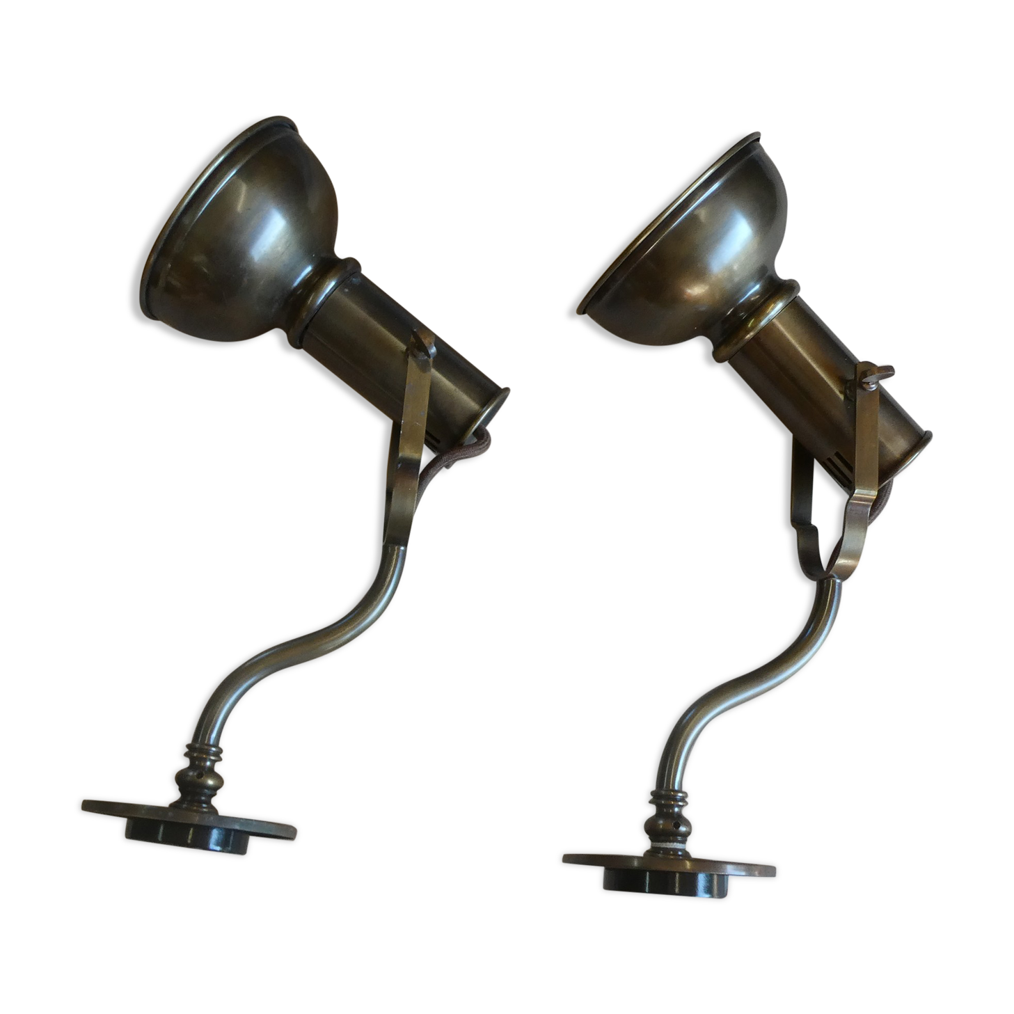 Pair of design wall lamps by Sergio Bernardi Bronze - Italy