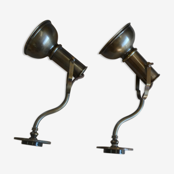 Pair of design wall lamps by Sergio Bernardi Bronze - Italy