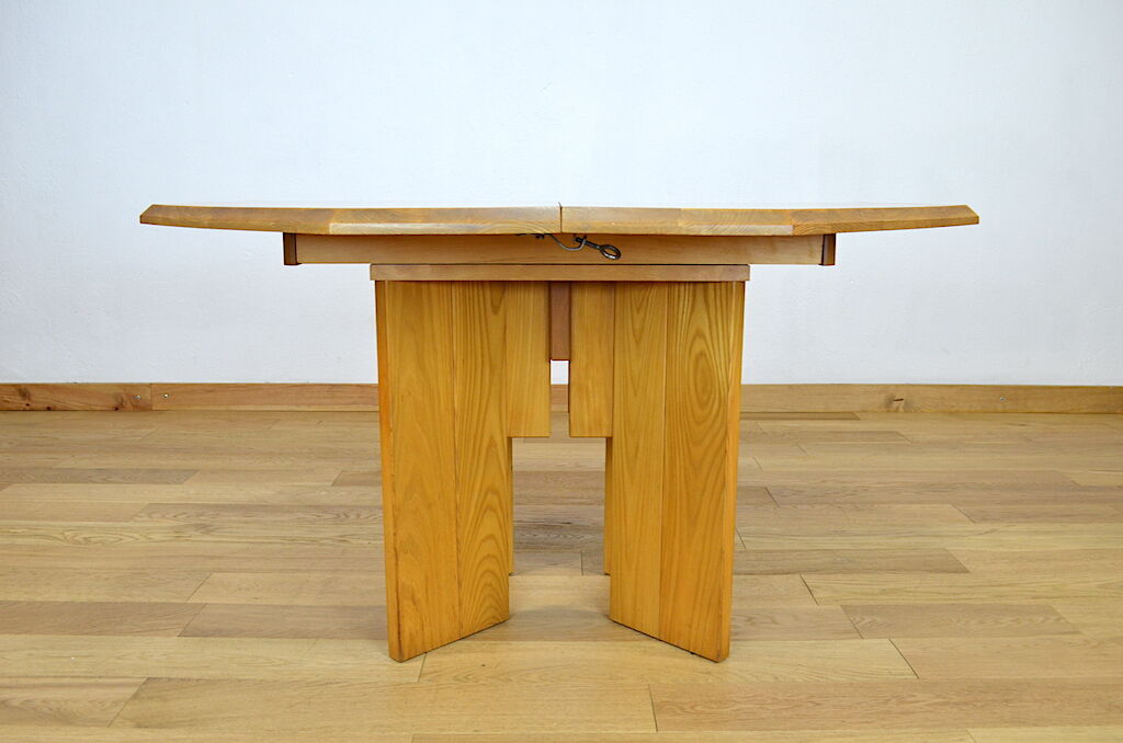 Table de repas en orme vintage Maison Regain, 1980