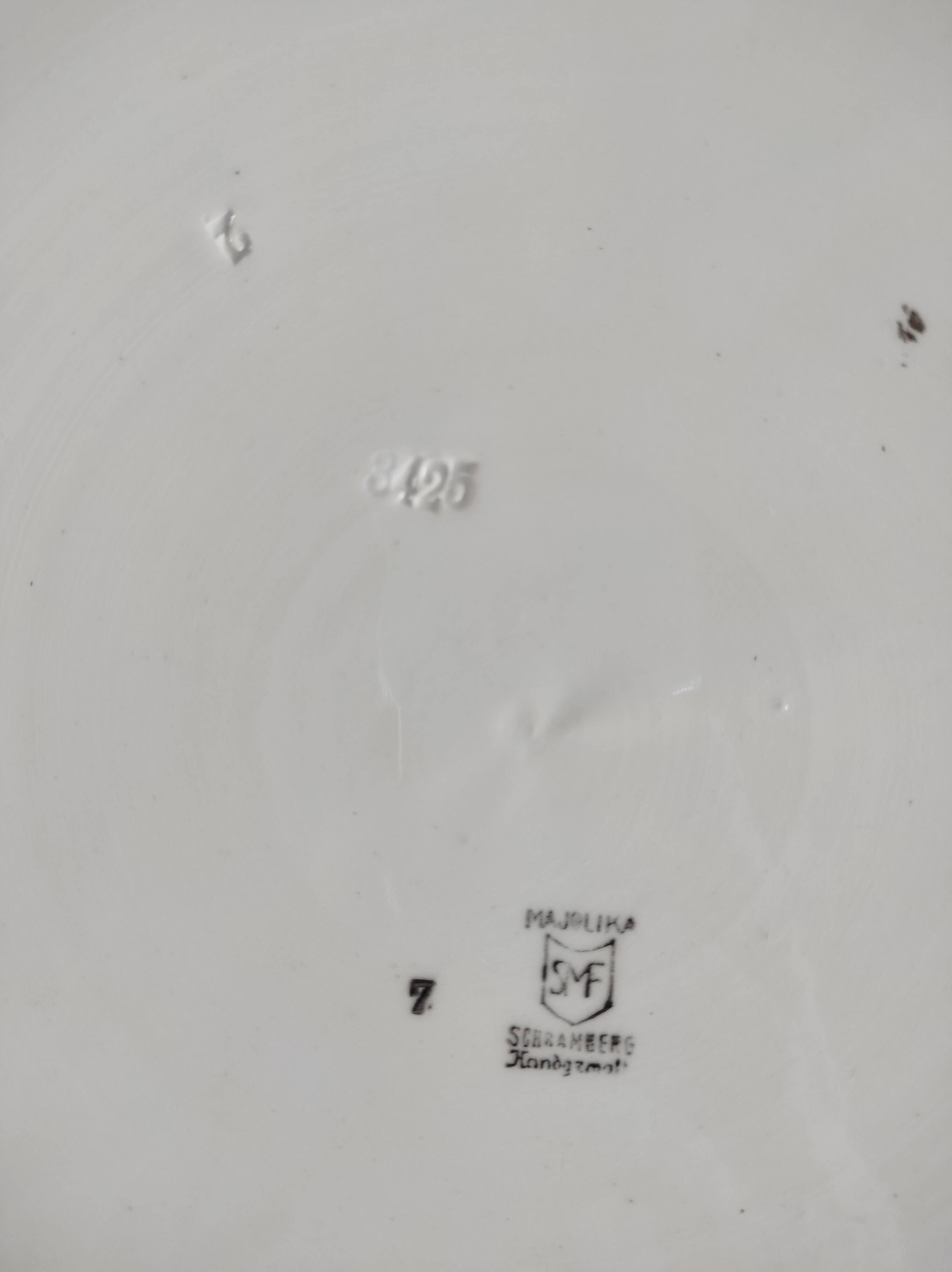 Two Schramberg Majolika painted flower dishes