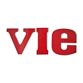 Sign letters "V" "I" "E" red fiberglass 70s