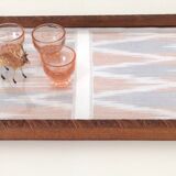 Plateau ancien bois et verre