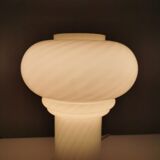 Paire de lampes champignon de verre blanc, 1980
