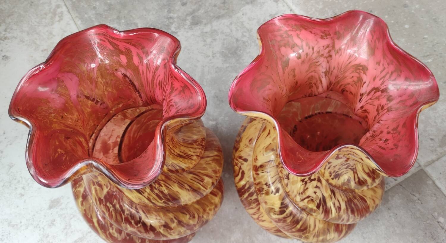 Pair of old large glass vases from Clichy