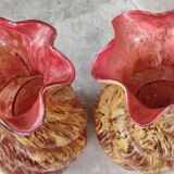 Paire anciens grands vases verre de Clichy