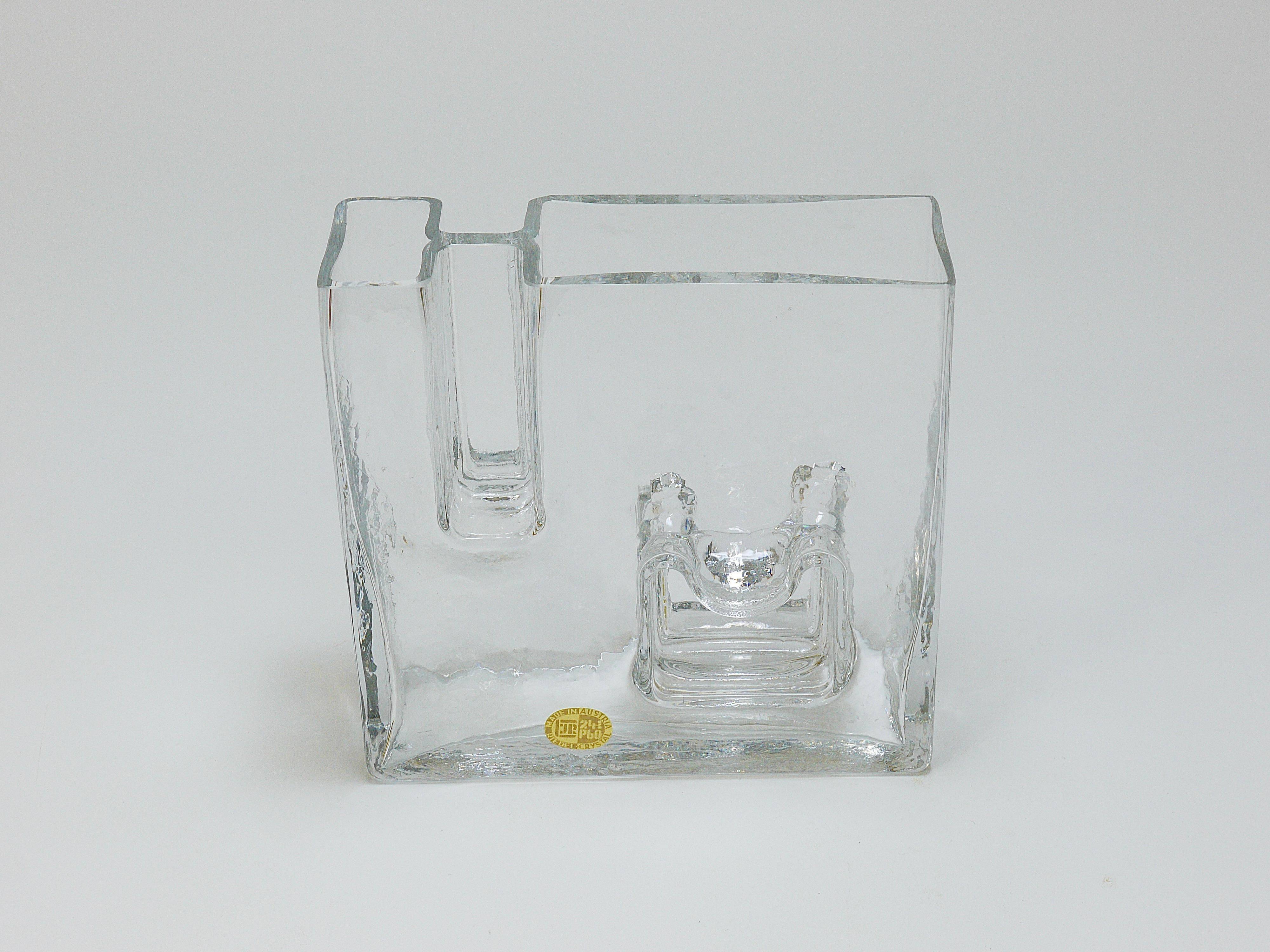 Ice Op Art glass vase by Claus Josef Riedel, Austria, 1970s
