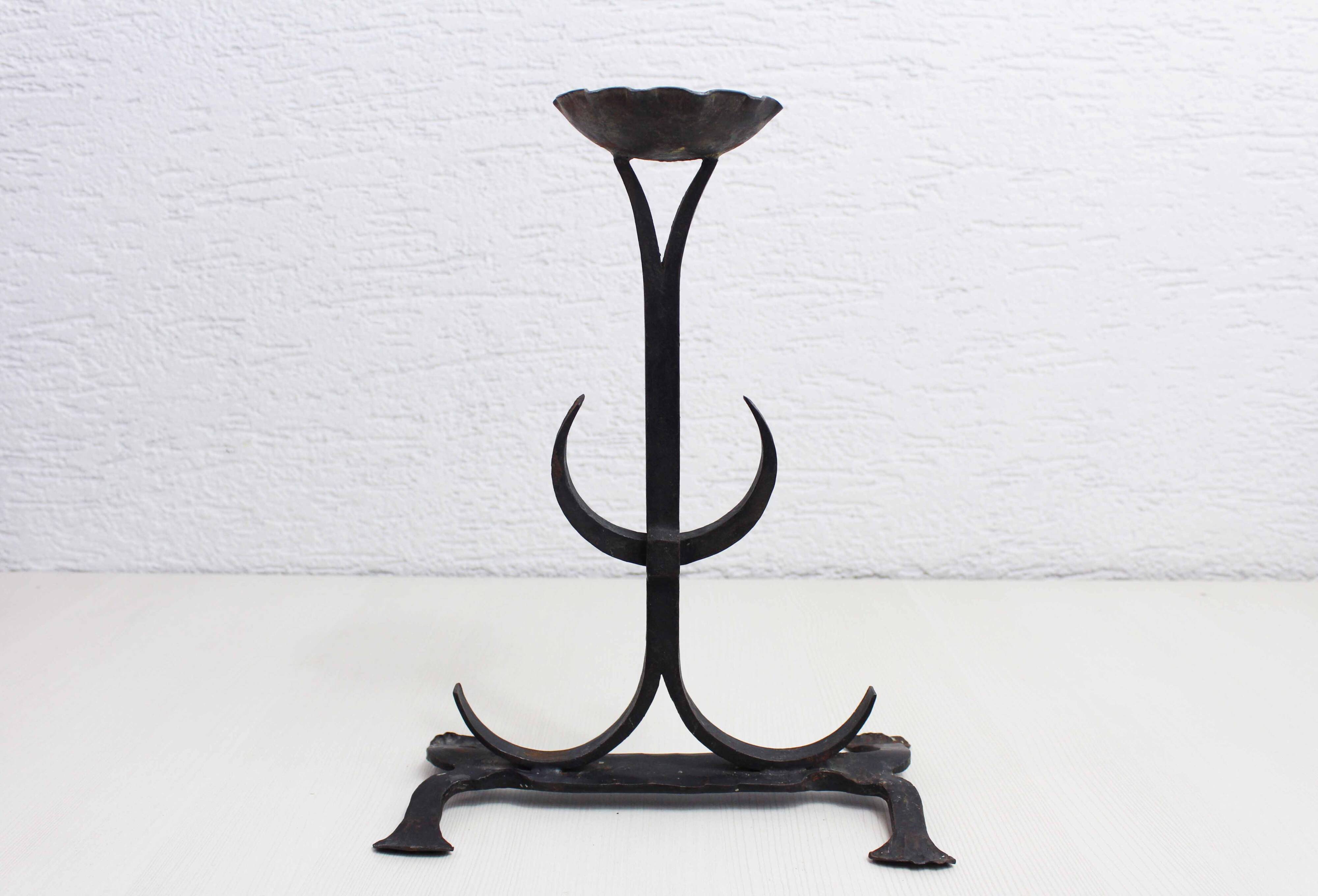 Brutalist iron candle holder 1950