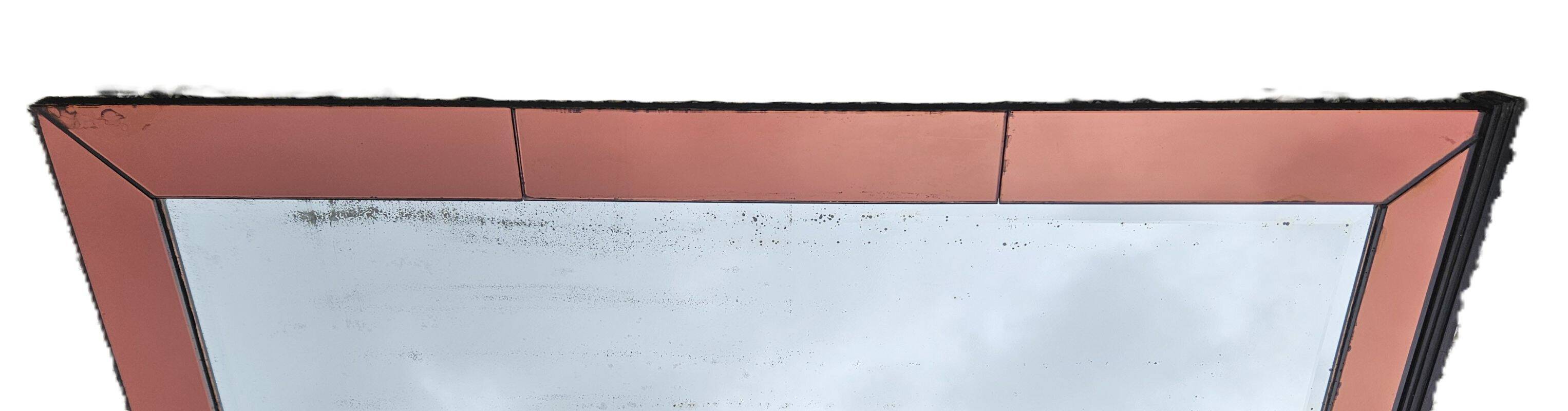 Amber-Colored Mirror with Visor, Jacques Adnet Style, Circa 1950