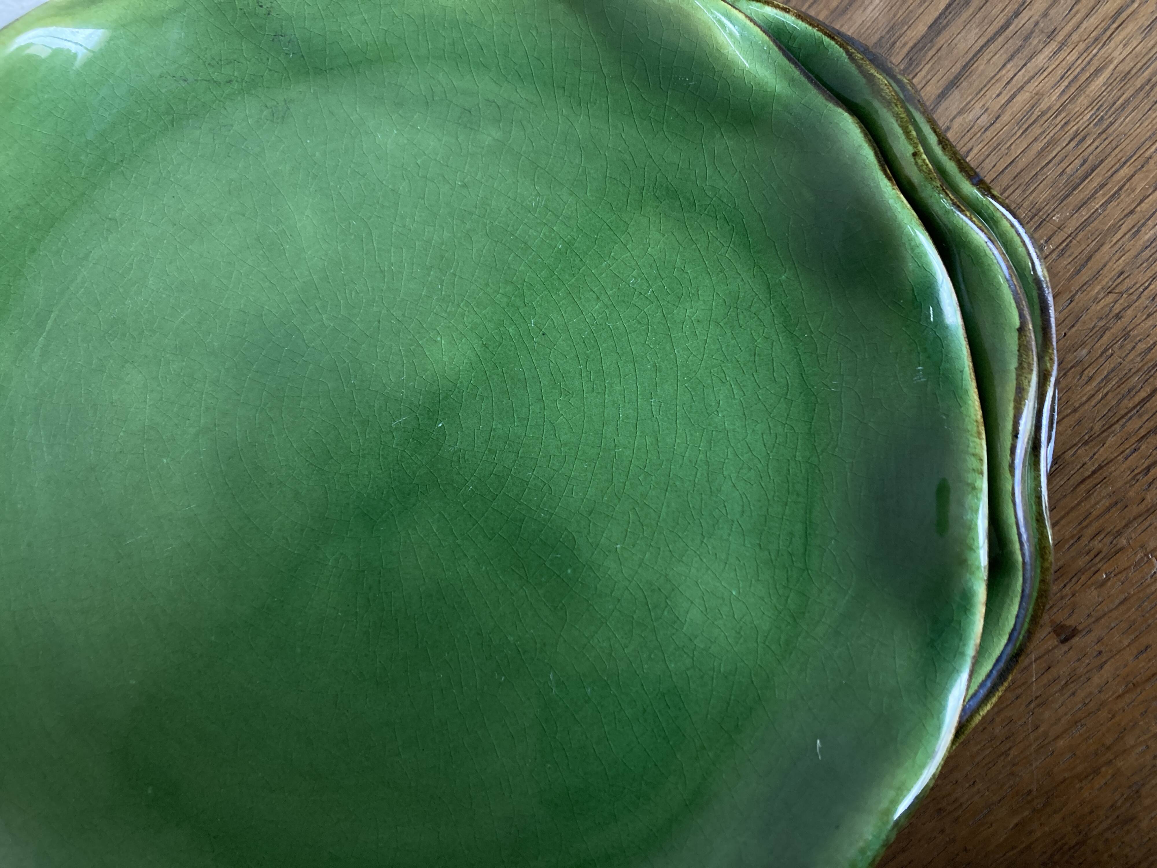 Set of 4 wavy glazed earthenware plates by Milon from Dieulefit, 1970.