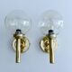 Pair Vintage Scandinavian Glass Wall Lights