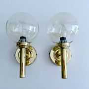 Paire d'appliques murales vintage scandinaves en verre