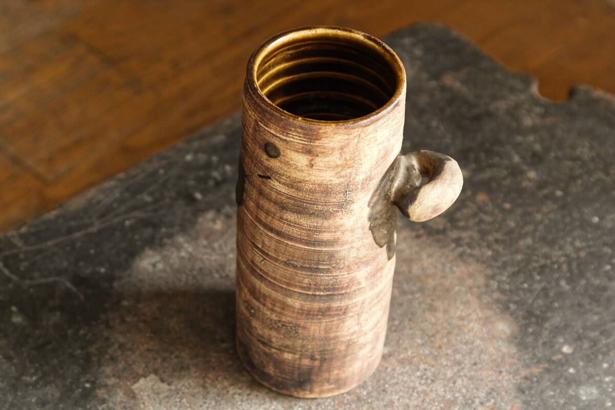 Tubular stoneware vase, dovecote pottery