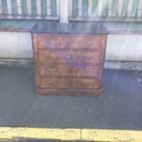 Louis Philippe style chest of drawers in walnut and marble top