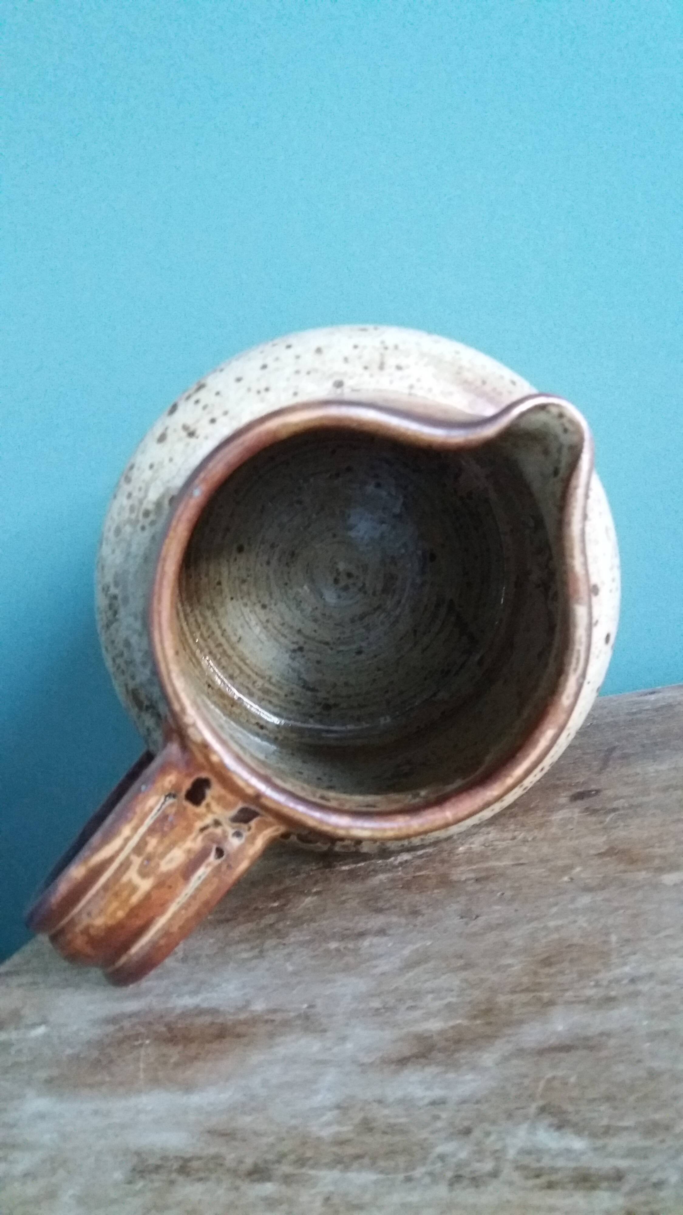 Stoneware pitcher from Puisaye, signed Jean-Pierre Prud’homme