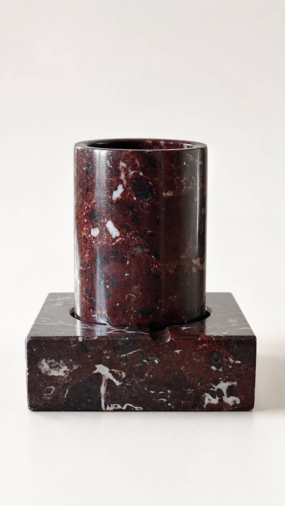 Brutalist marble ashtray and cigar holder.