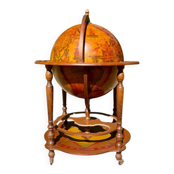 1960s globe on wheels world map bar