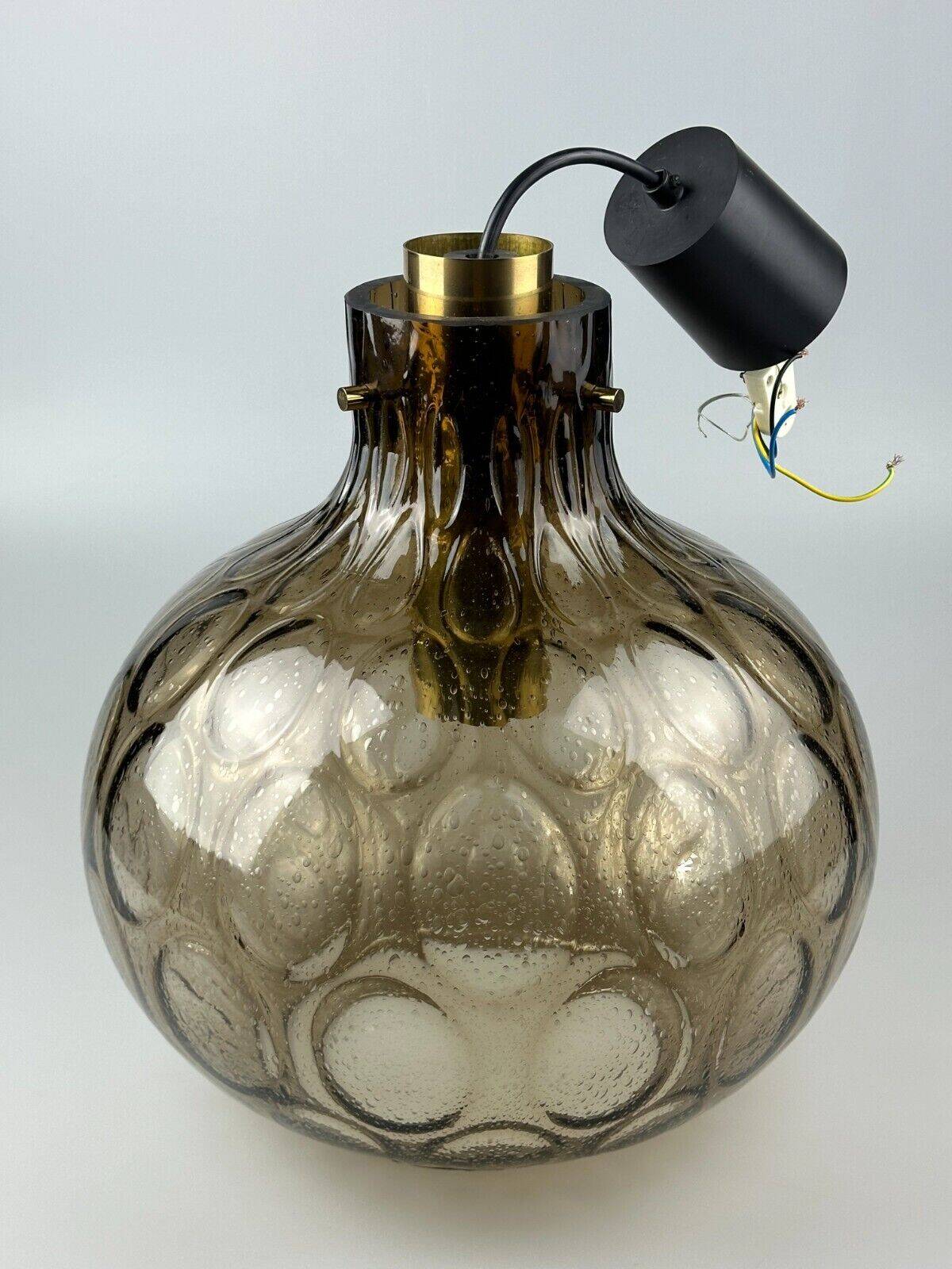 60s 70s ceiling lamp Glashütte Limburg Germany glass & brass Space Age