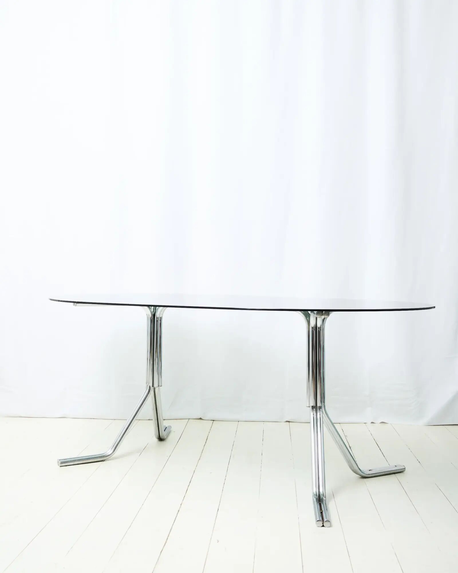 Dining table with double tubular chrome base, 1970s