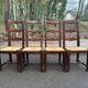 4 dining chairs, solid wood, straw, farmhouse style, dark oak, 20th century, 110cm