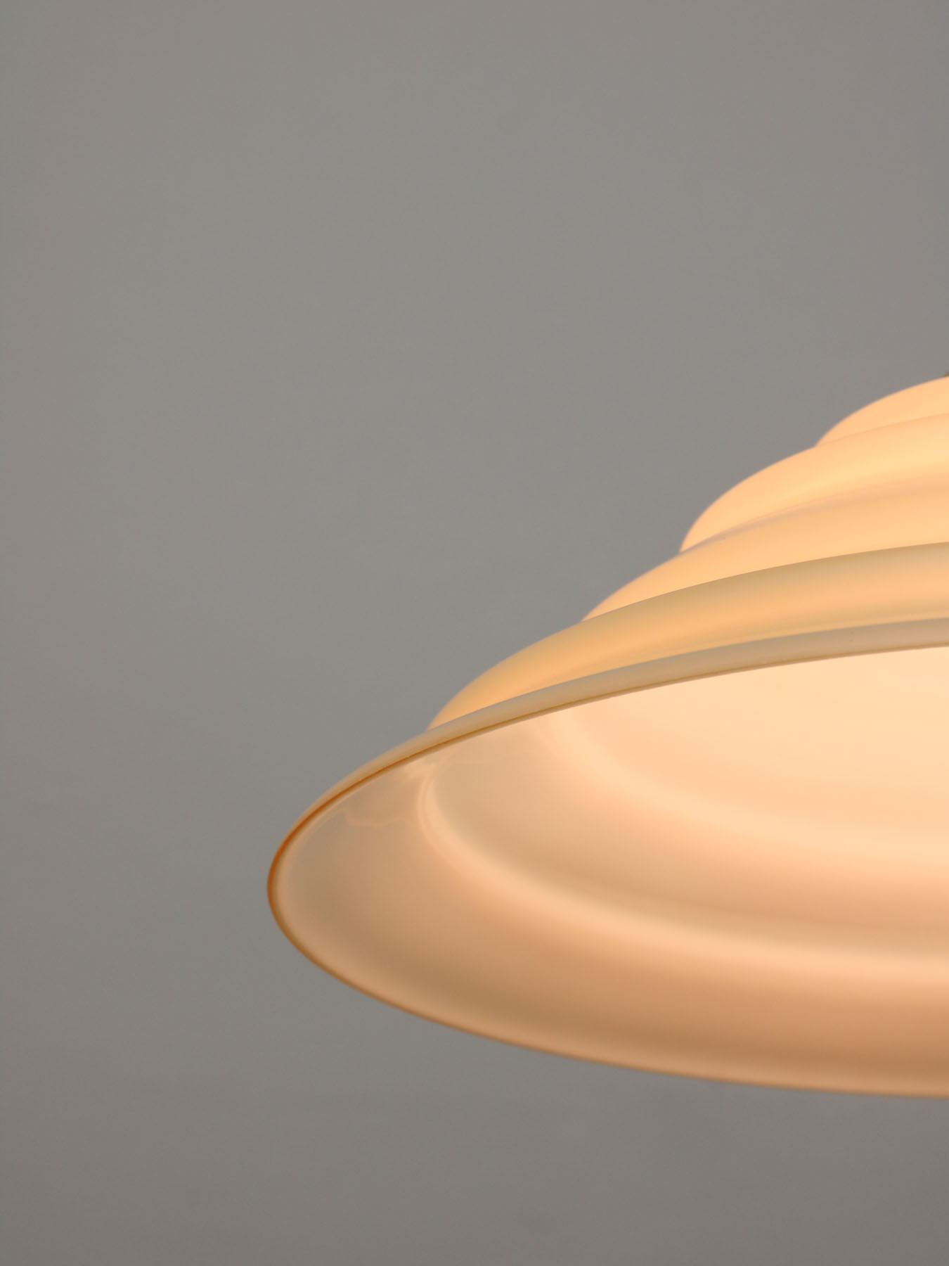 Mid-century Yellow Glass & Brass Pendant Lamp