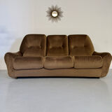 Cosy 3-seater sofa, convertible, French design from the 70s, vintage.