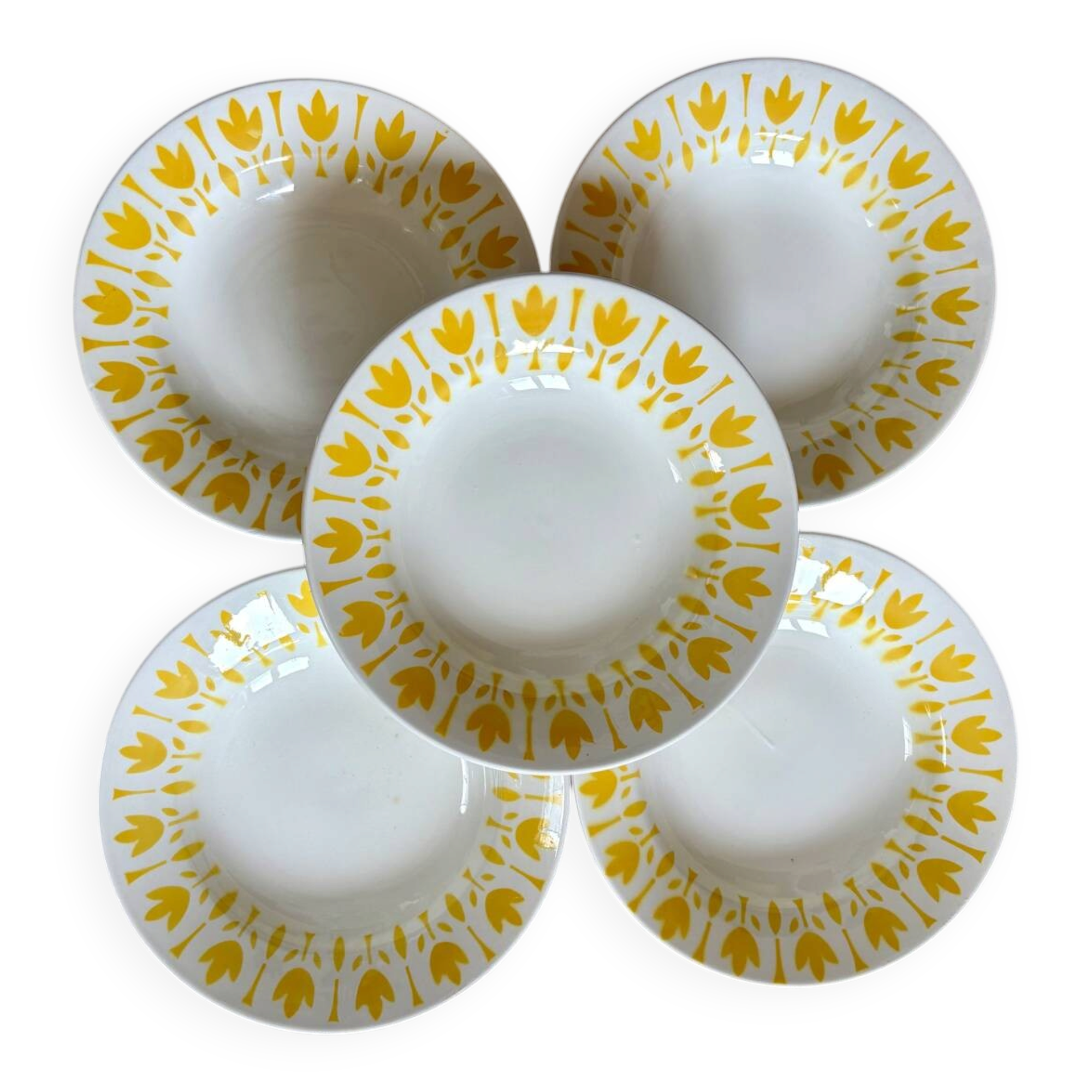 Set of 5 deep plates Lys Digoin Sarreguemines