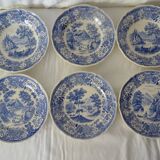 6 assiettes faience ancienne  434 112 Villeroy boch burgenland bleu