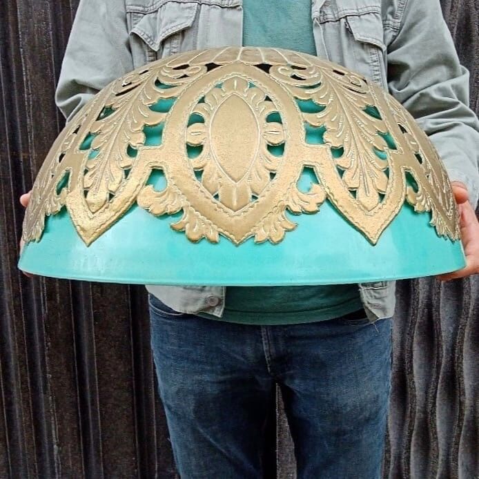 Opaline with its vintage chissed brass trim