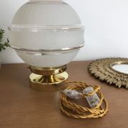 Globe old art deco table lamp in glass and brass support