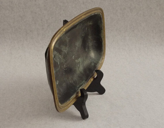 Dark green rectangular bronze dish